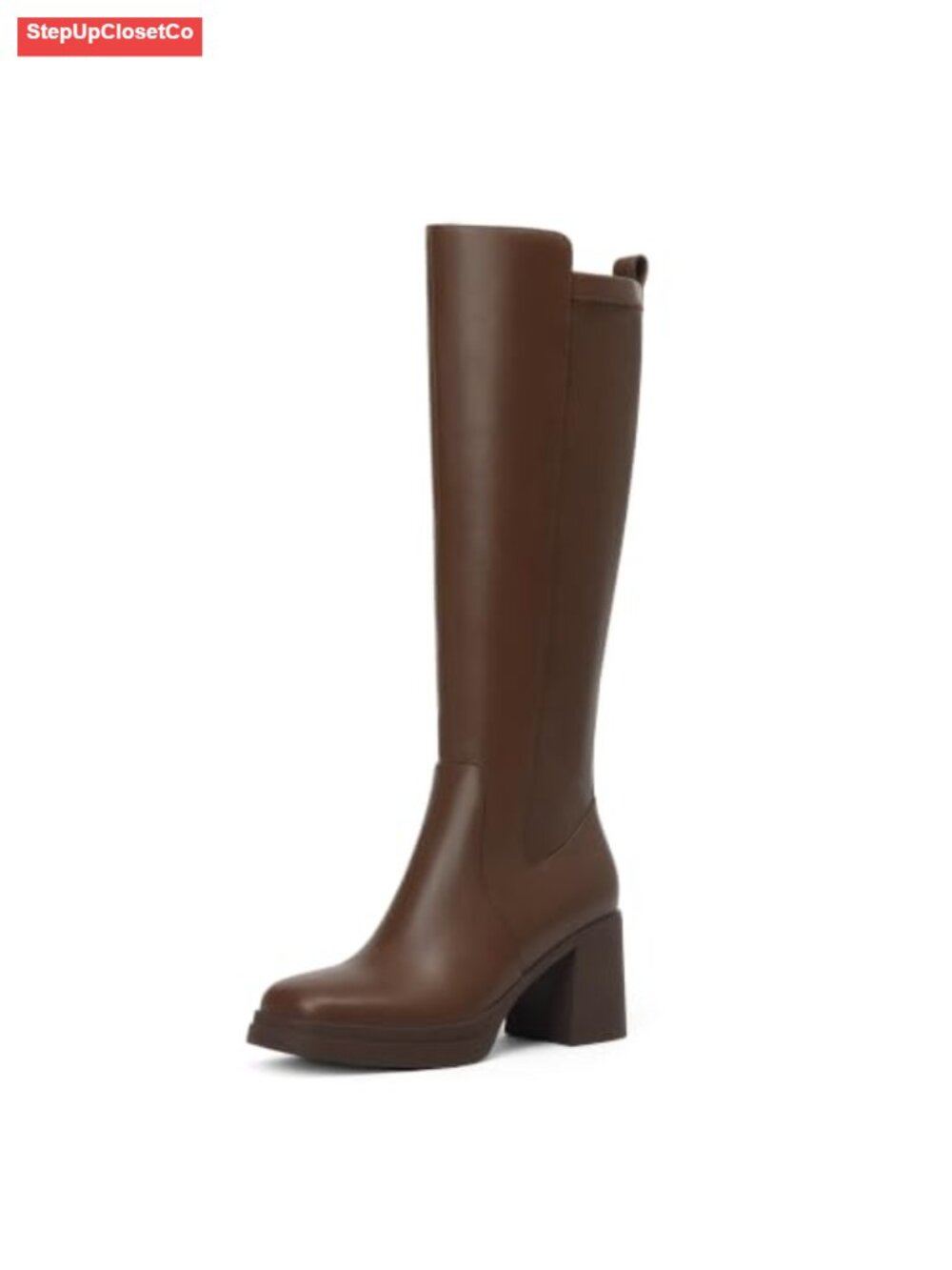 Women's Platform Knee High Boots, Side Zipper, Block Heel 3 inch